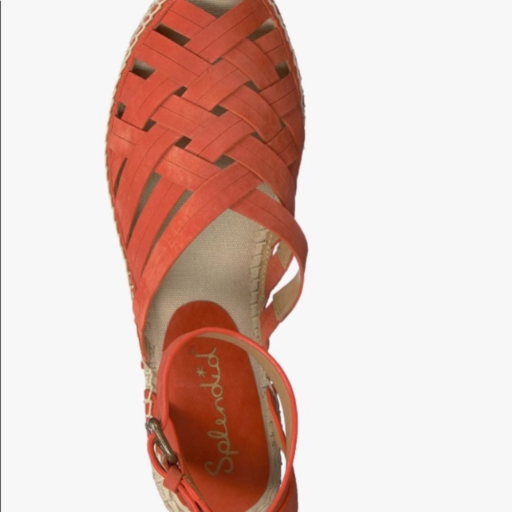 Splendid Sheryl soft suede basket weave flat espadrille wrap-around ankle sandal